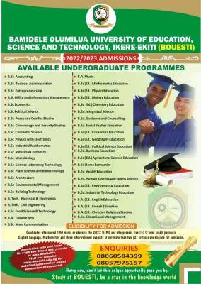 BOUESTI Post-UTME 2022: cut-off mark, eligibility and registration details